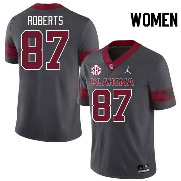 Women #87 Jake Roberts Oklahoma Sooners 2024 SEC Conference College Football Jerseys-Charcoal